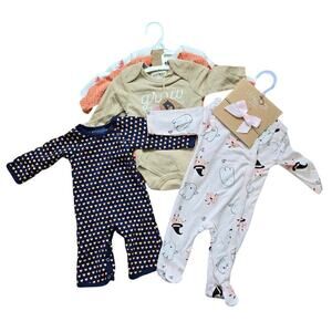 0-3 Month Baby Girl Outfit Bundle Bodysuits Organic Cotton